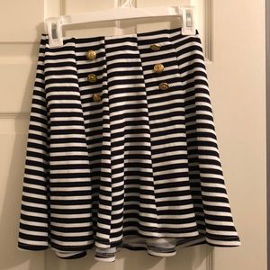 Striped skater skirt with sewn on buttons